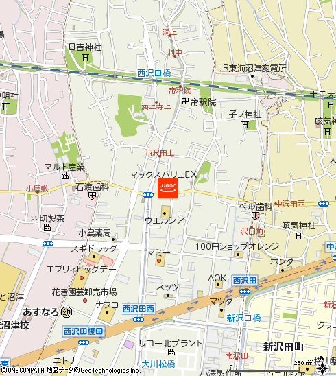 マックスバリュエクスプレス沼津西沢田店付近の地図